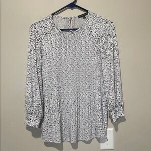 Adrianna Papell White and Black Patterned Blouse Small